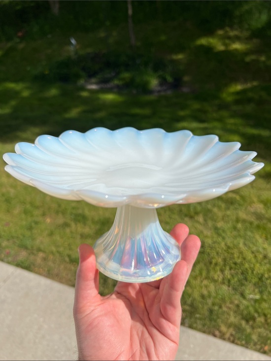 Sabino Other - Vintage Sabino French White Opalescent Glass Pedestal Dish Dessert Serving Stand